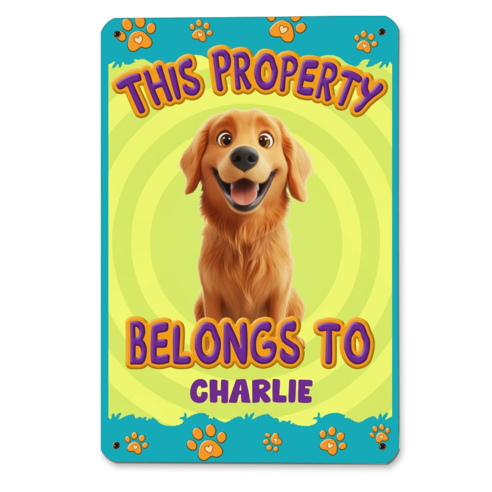 Exclusive Personalized Custom Metal Sign: This Human Belongs To Us Cartoon