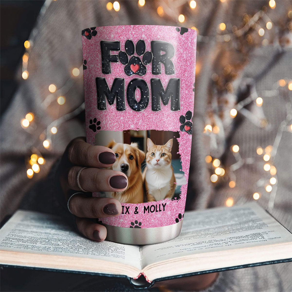 Exquisite Personalized Lovely Fur Mom Blink Photo Custom Tumbler