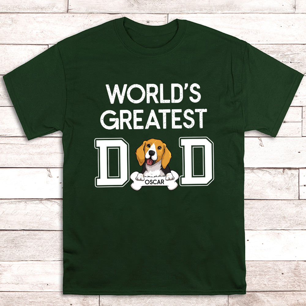 Greatest Dad Peeking - Personalized Custom Unisex 5.3 oz T-shirt for Pet Lovers