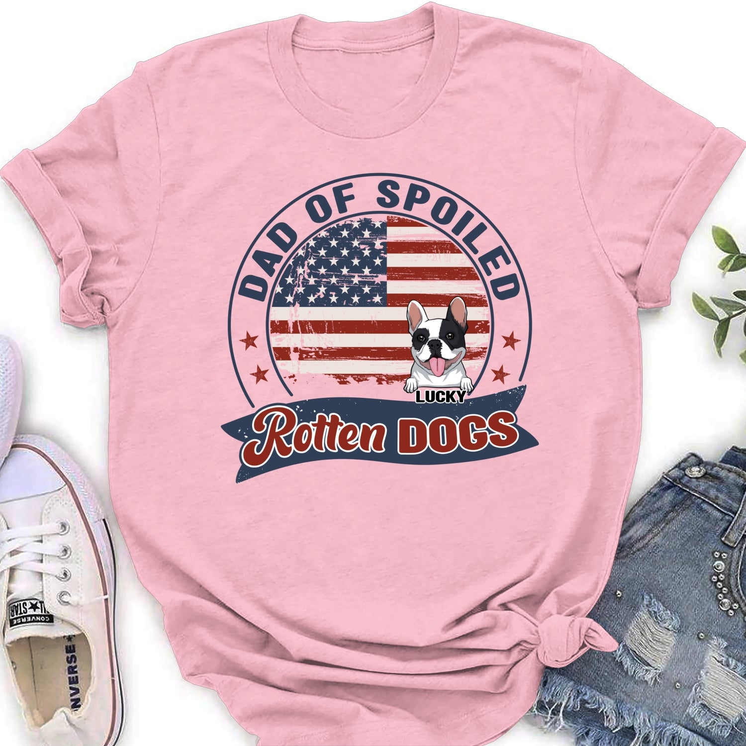Personalized Custom Women's T-shirt for Proud Mom and Dad of Spoiled Rotten Dogs