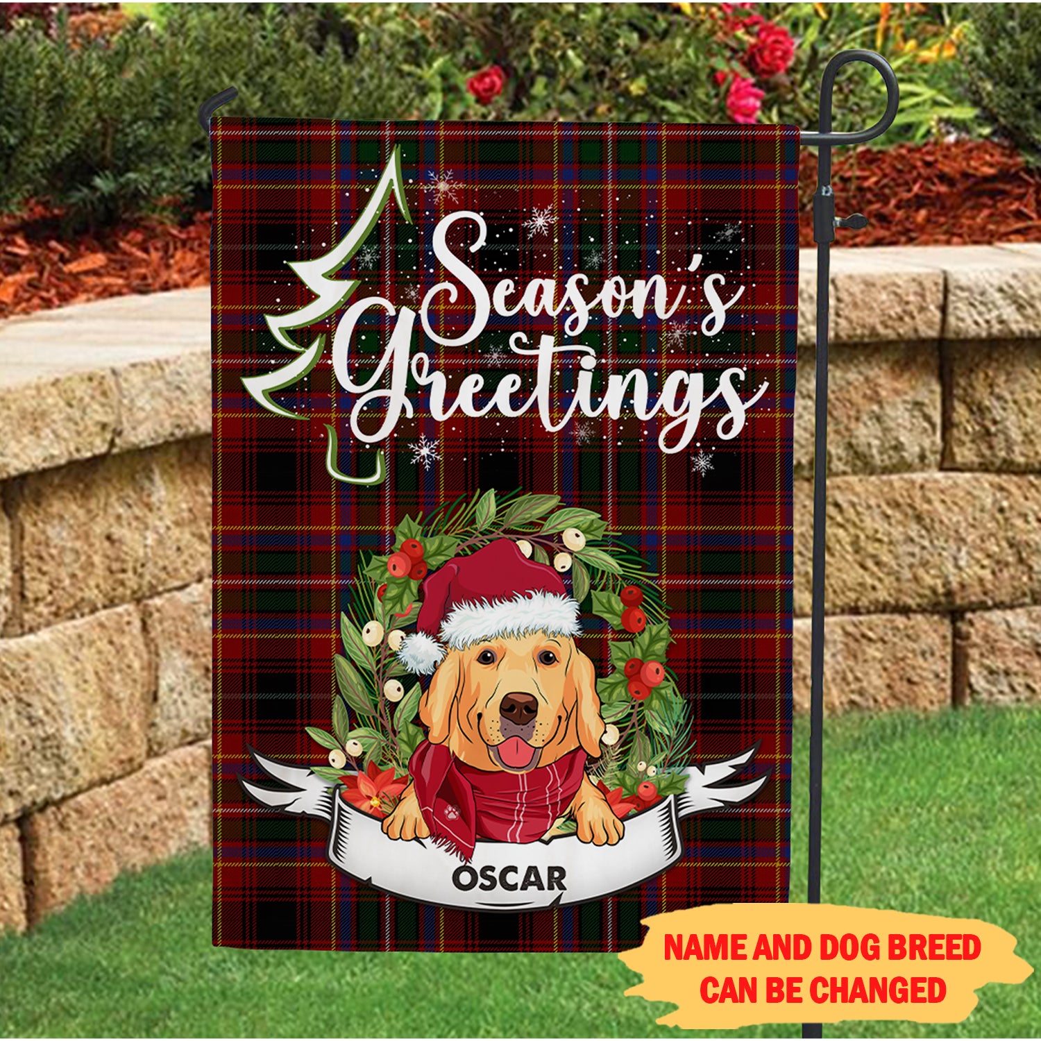 Season's Greetings - Personalized Custom Garden Flag for Pet Lovers (12' x 18', 28' x 40')