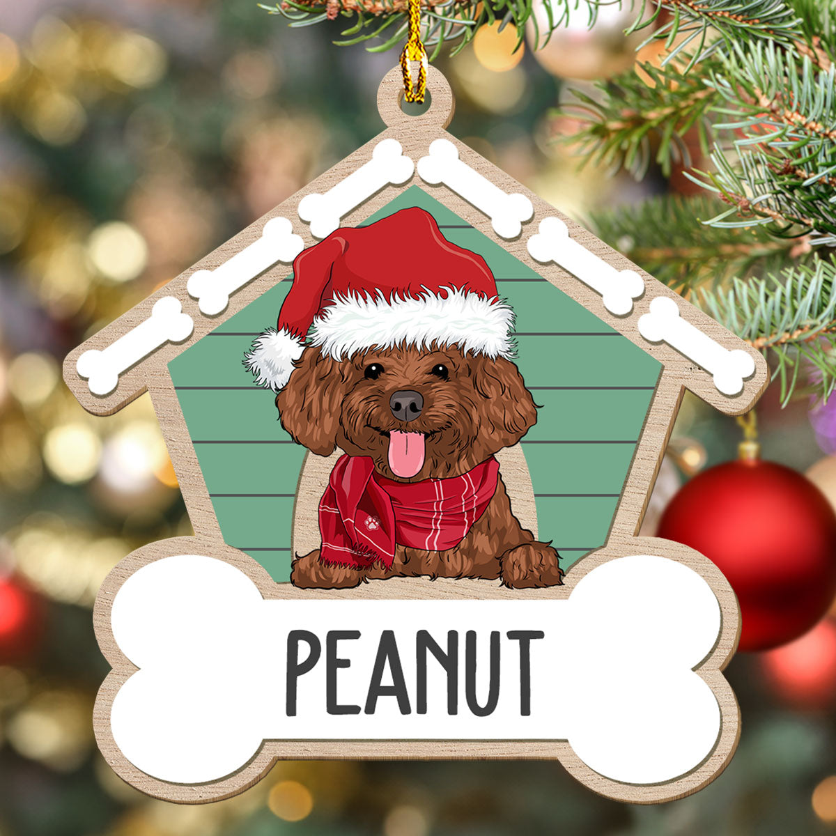 Cozy House - Customizable One - Layered Personalized Wood Christmas Ornament
