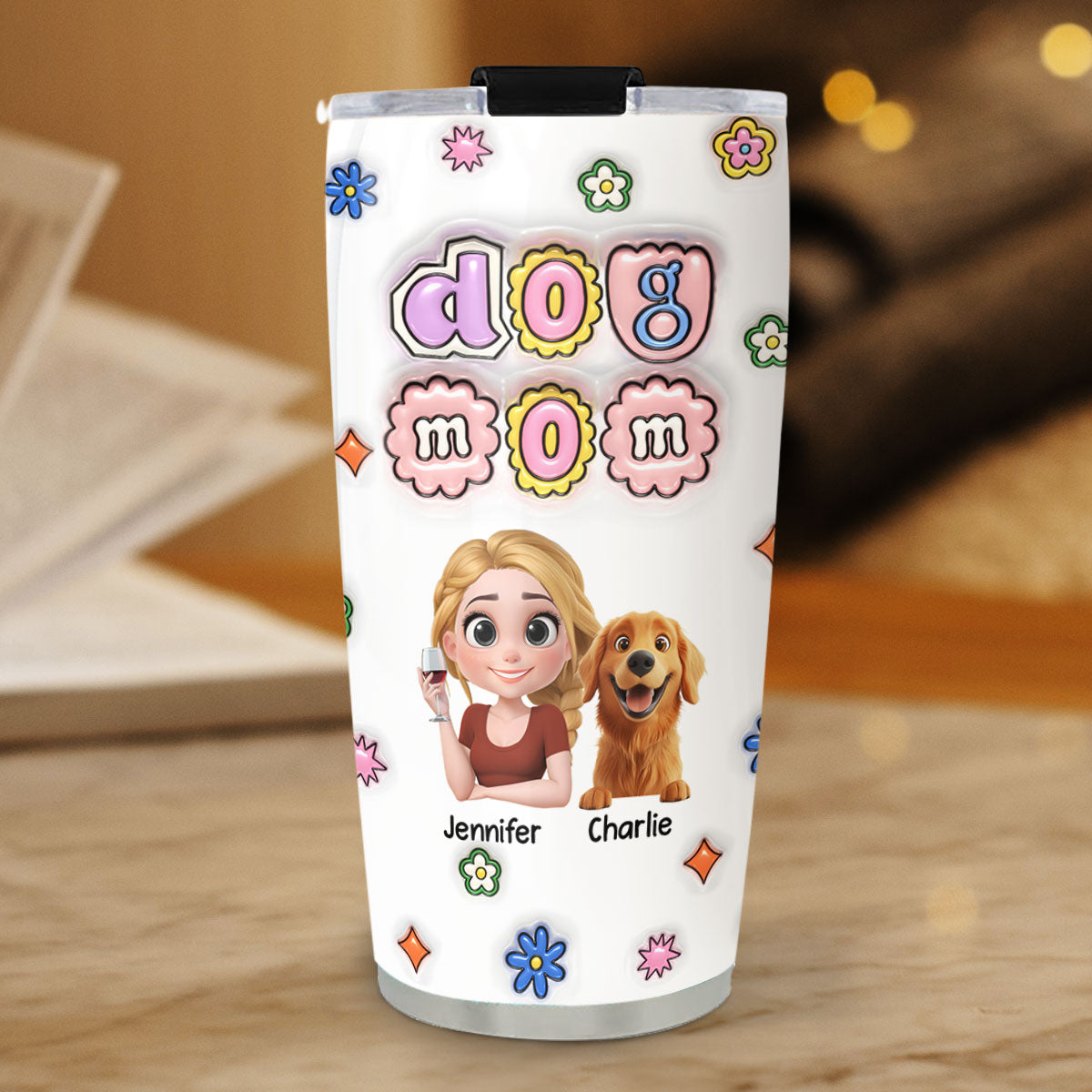 Personalized 3D Inflated Effect Chibi Dog Mom Tumbler - Ideal for Every Occasion