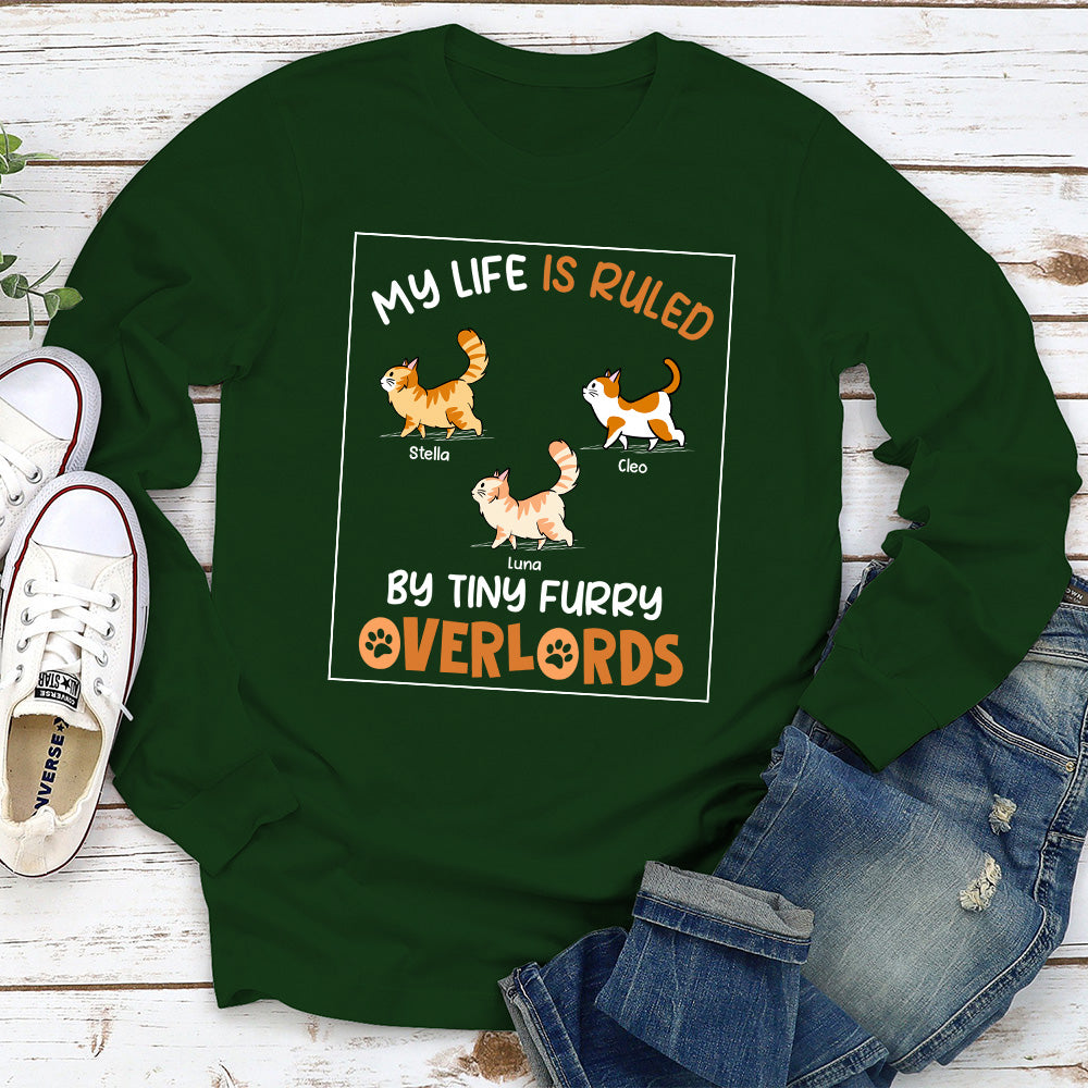 Unique Personalized Custom Long Sleeve T-shirt - Ruled By Tiny Furry Overlords for Pet Lovers