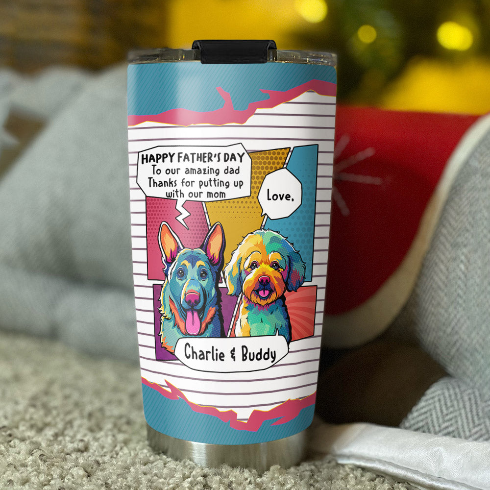 Pop Art Personalized Custom Tumbler for Amazing Moms and Dads