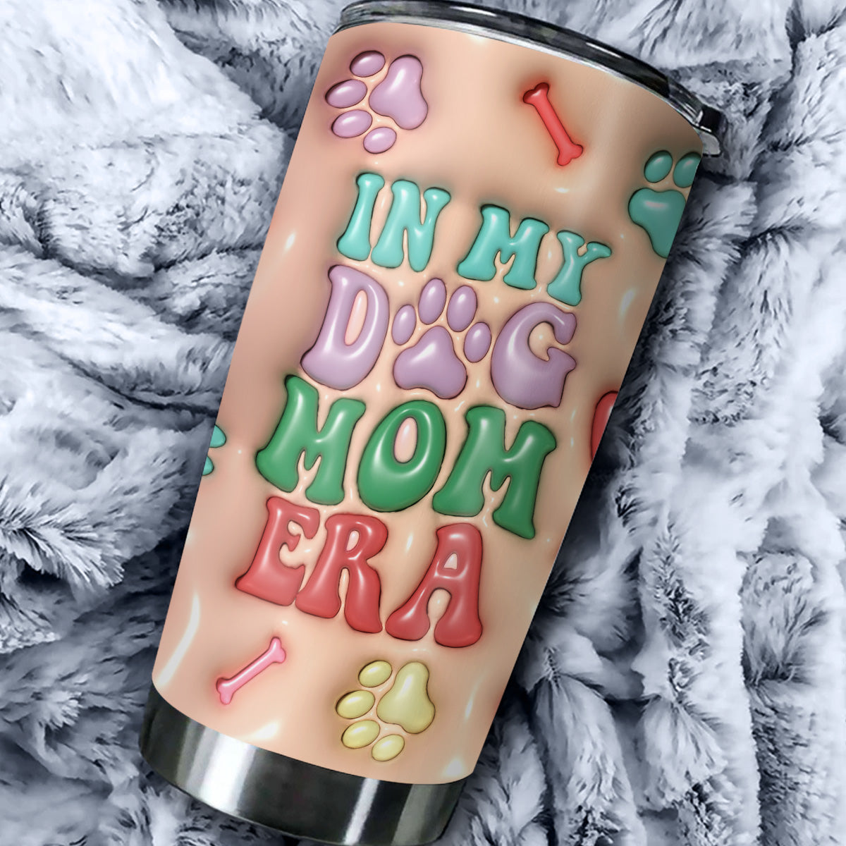 Dog Mom Era - Stylish Personalized Custom 3D Inflated Effect 20oz Stainless Steel Tumbler