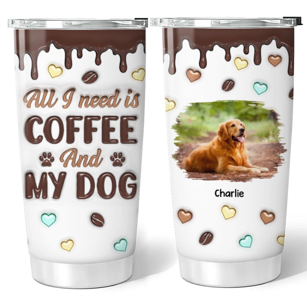 Unique Personalized Custom 3D Inflated Tumbler with Coffee And Dog Photo