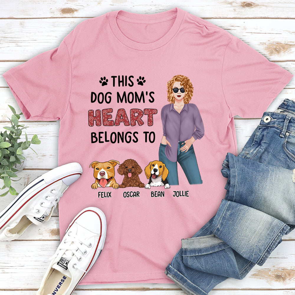 Dog Mom Heart 1 - Personalized Custom Unisex T-shirt for Pet Lovers