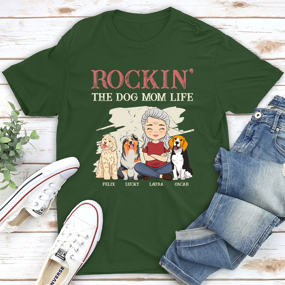 Rockin' Dog Mom - Personalized Custom Unisex 5.3 oz T-shirt for Pet Lovers