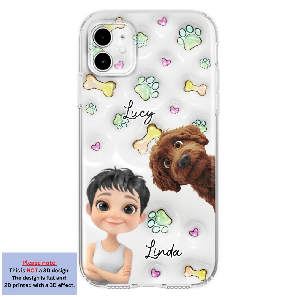 Lovey Human and Her Dogs - Exclusive Personalized Custom 3D Inflated Effect Smartphone Case