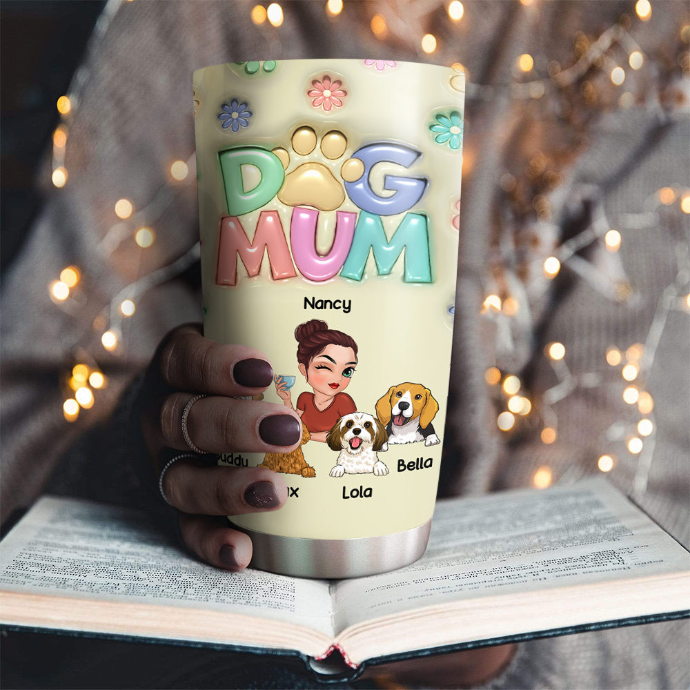 Unique Personalized Custom 3D Inflated Effect Tumbler for Dog Moms and Their Babies