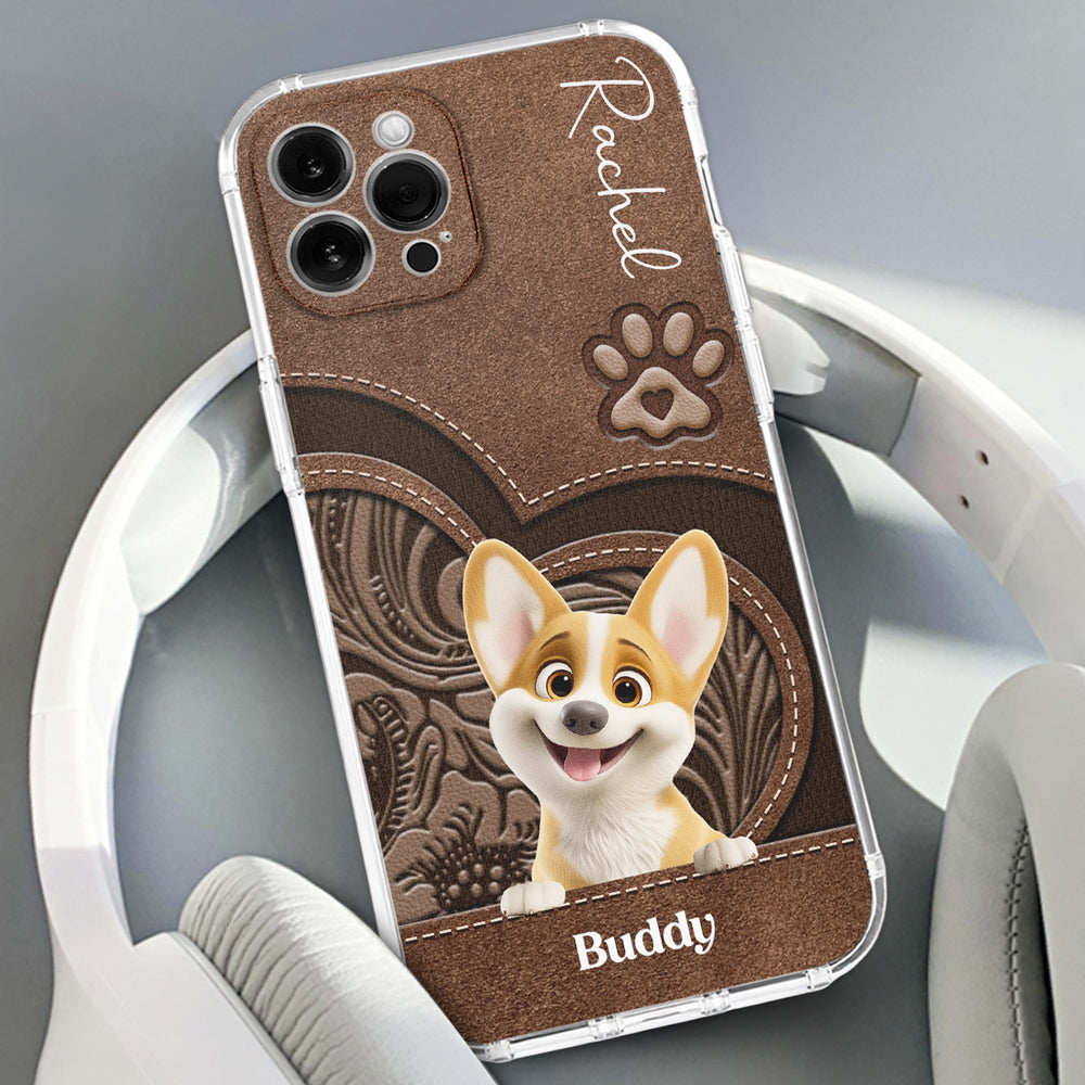 Adorable Dog Cartoon Personalized Custom Leather Phone Case
