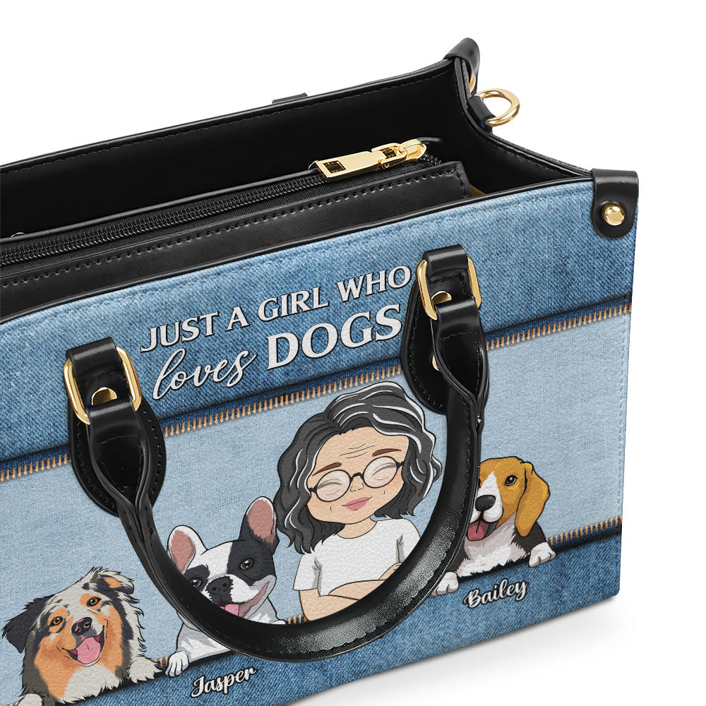 Just A Girl - Personalized Custom Leather Handbag for Fur Baby Lovers