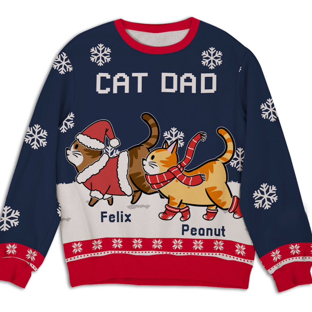 Unique Personalized Custom All-Over-Print Cat Dad/Mom Winter Sweatshirt - Ideal Gift for Pet Lovers