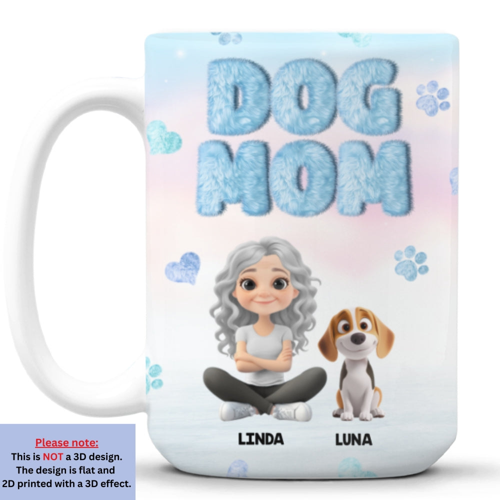 Fluffy Dog Mom - Exquisite Personalized Custom 3D Inflated Effect Ceramic Mug (11oz & 15oz)