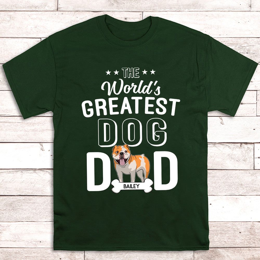 The Greatest Dog Dad - Personalized Custom Unisex 5.3 oz T-shirt for Pet Lovers