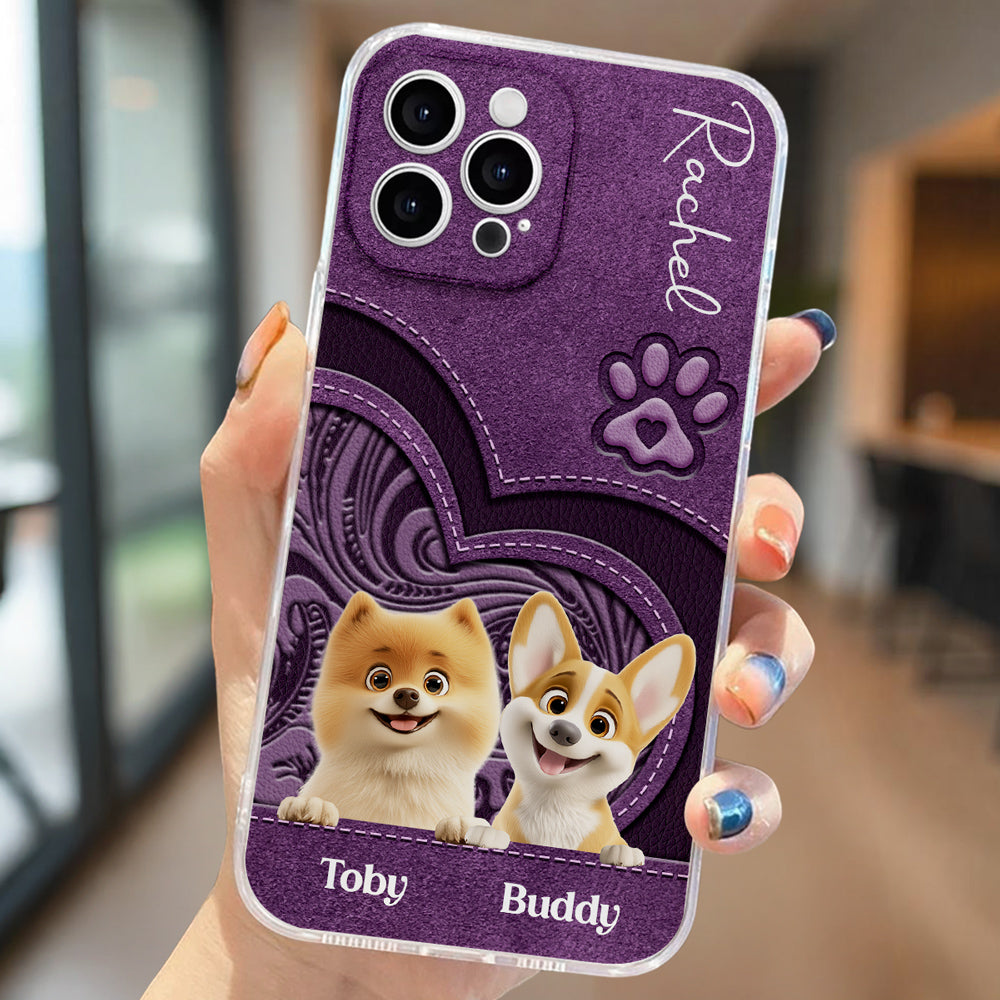 Adorable Dog Cartoon Personalized Custom Leather Phone Case