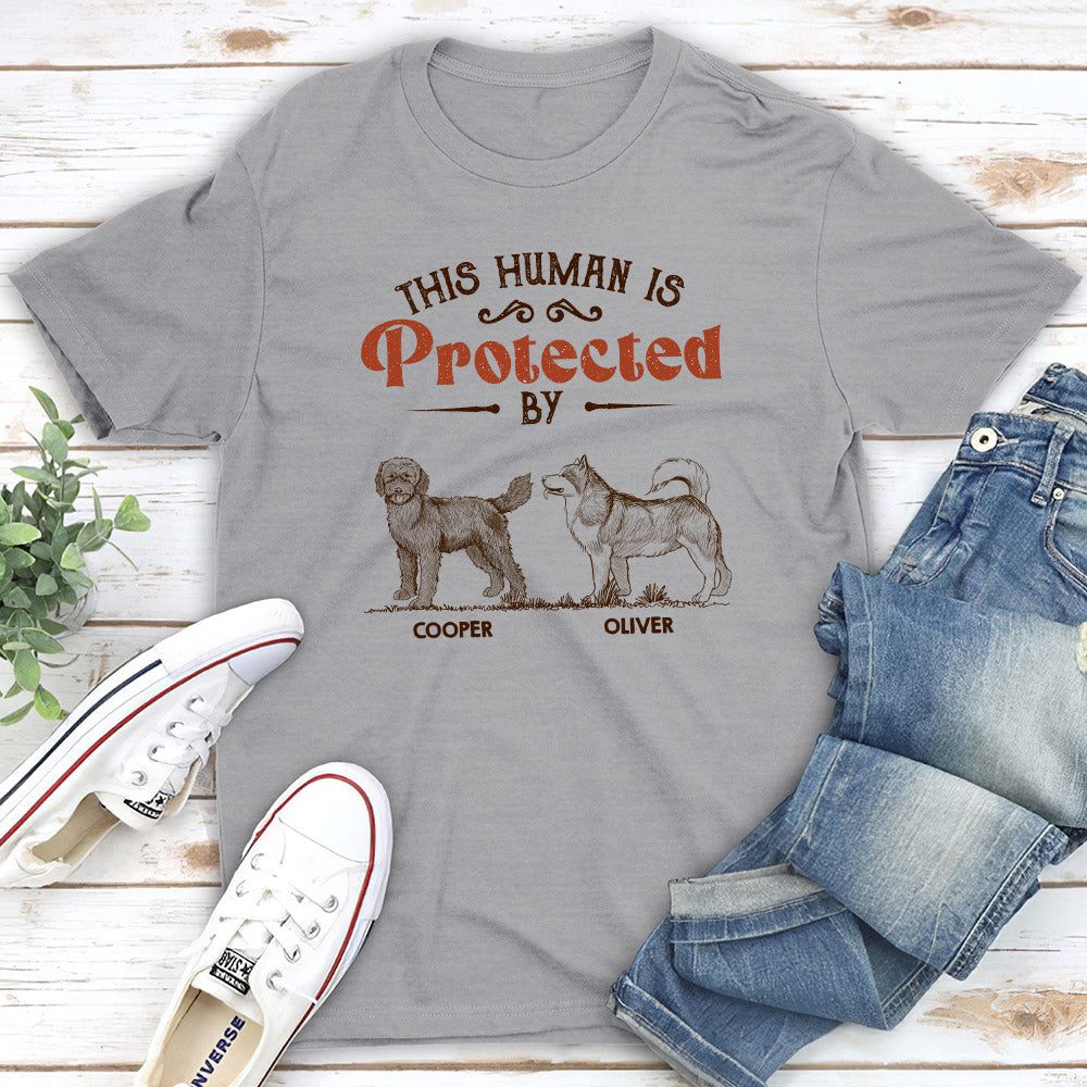 My Dogs Protect Me - Personalized Custom Unisex 5.3 oz T-shirt for Pet Lovers