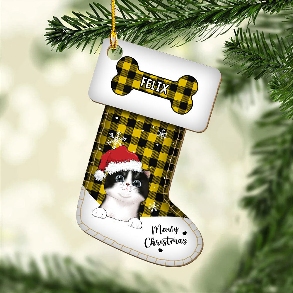 Personalized Custom 1-layered Wood Pet Christmas Stocking Ornament - Capture Memories