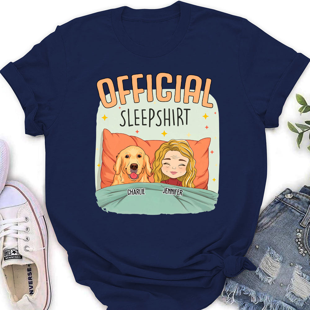 Unique Personalized Custom Women's Sleep With My Dog T-shirt