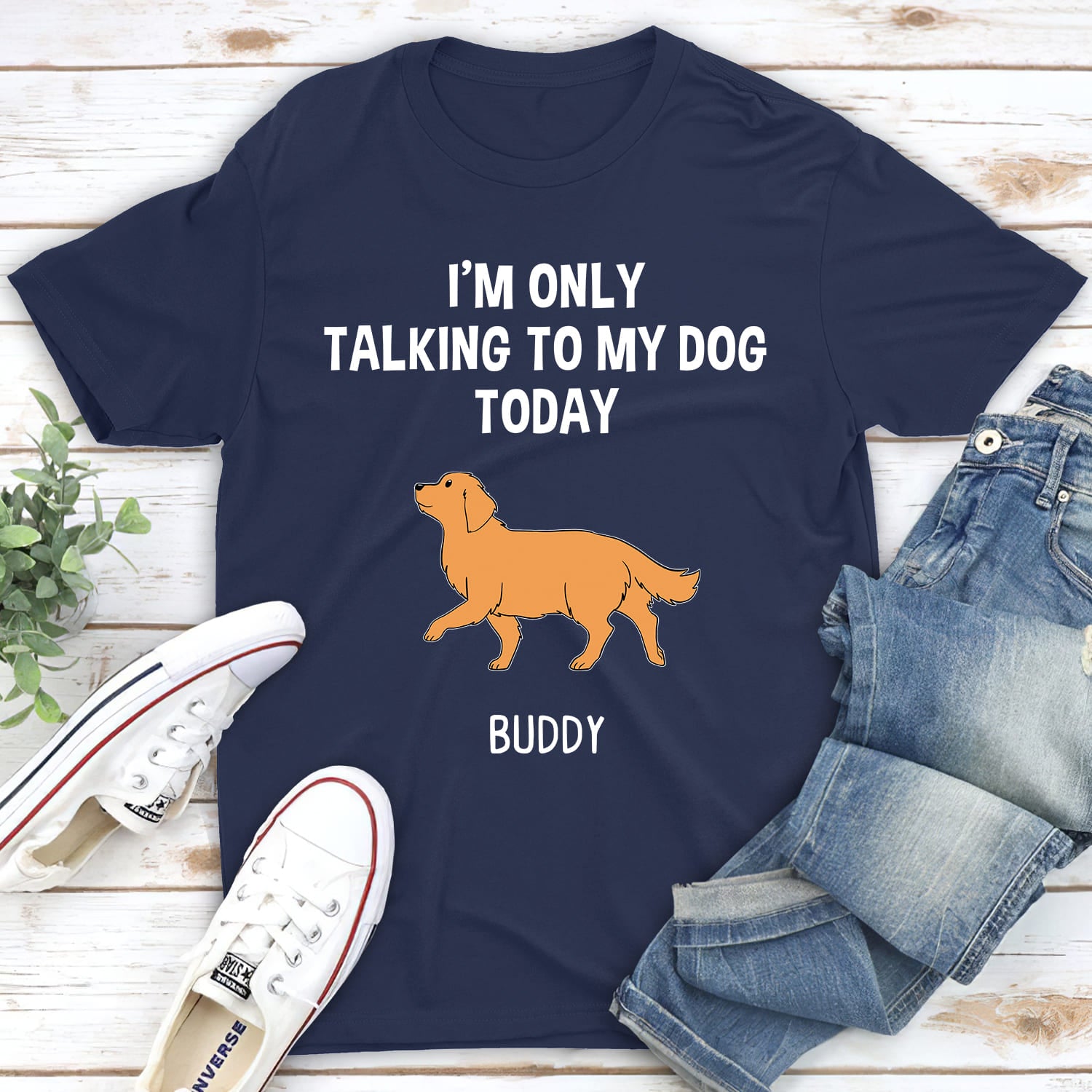 Only Talk To My Dog - Personalized Custom Unisex 5.3 oz T-shirt for Pet Lovers