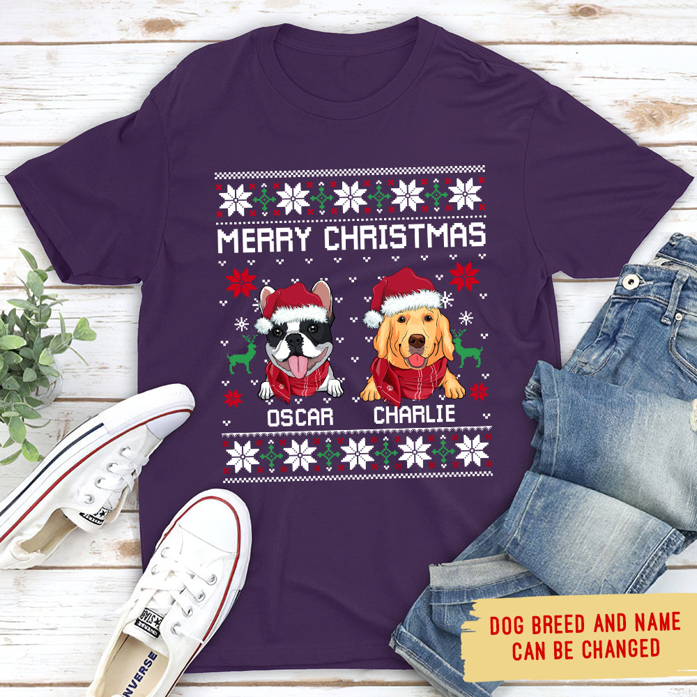 Merry Christmas - Personalized Custom Unisex 5.3 oz T-shirt for Pet Lovers