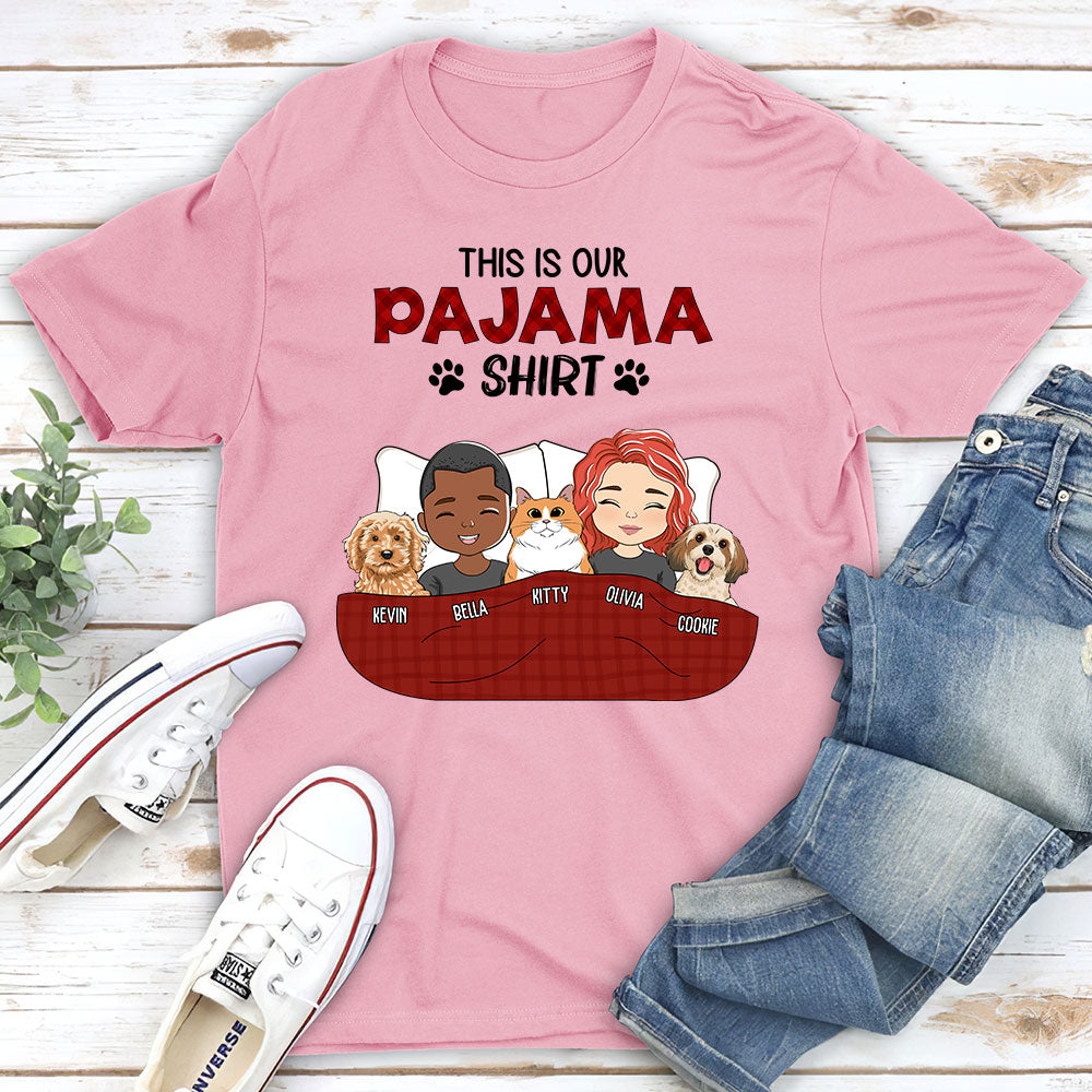 Personalized Custom Unisex Pajama Shirt Couple T-shirt - Ideal for Pet Lovers