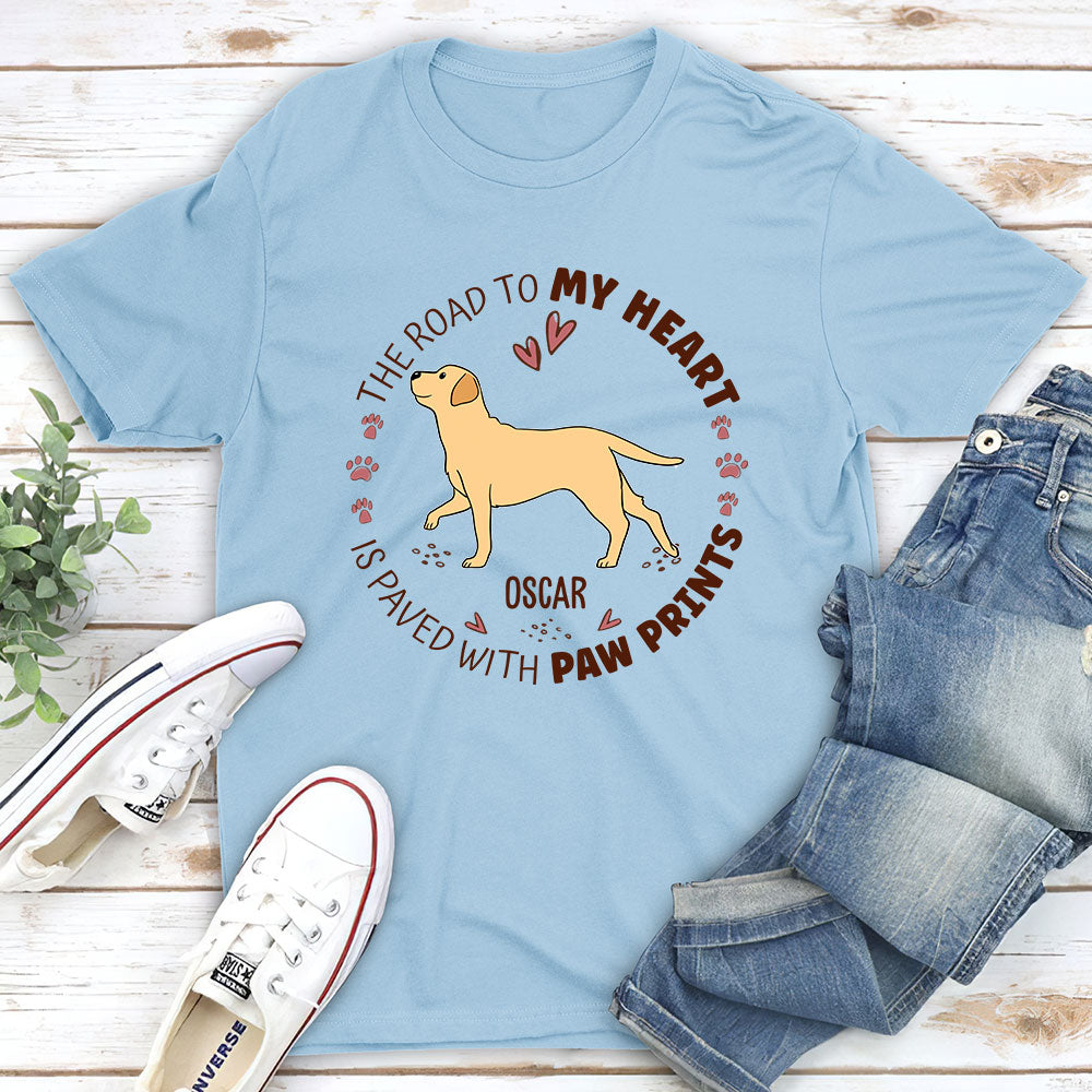 The Road To My Heart - Personalized Custom Unisex 5.3 oz T-shirt for Pet Lovers