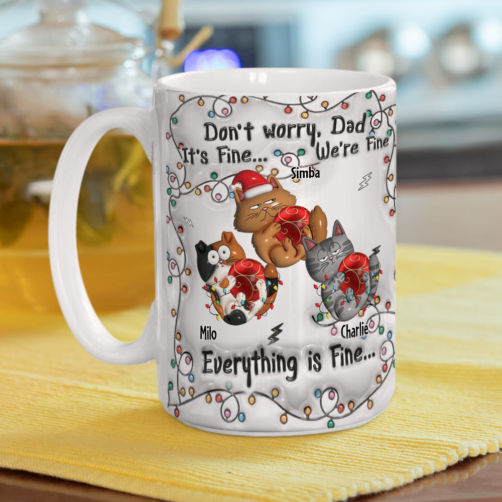 Personalized Custom 3D Inflated Effect Everything Is Fine Mug - 11oz High - Quality Ceramic