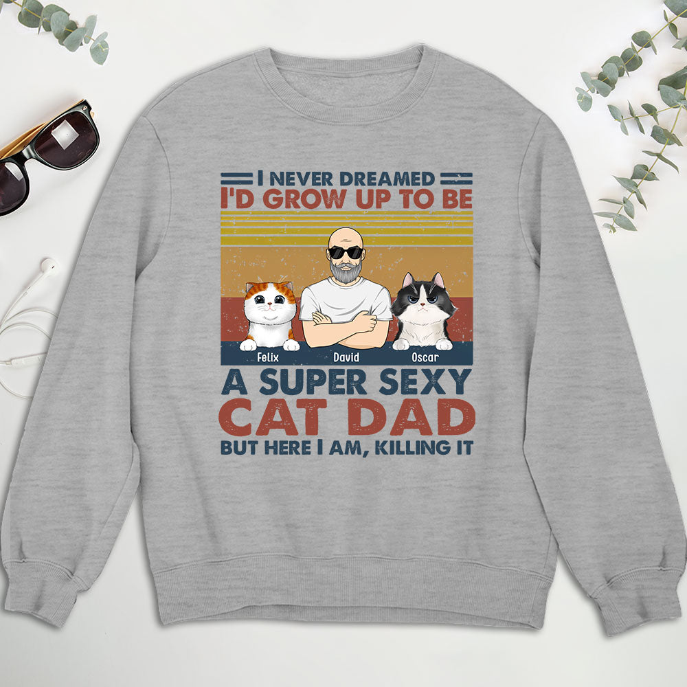 Sexy Cat-Themed Personalized Custom Unisex 8.0 oz Sweatshirt for Dad and Mom