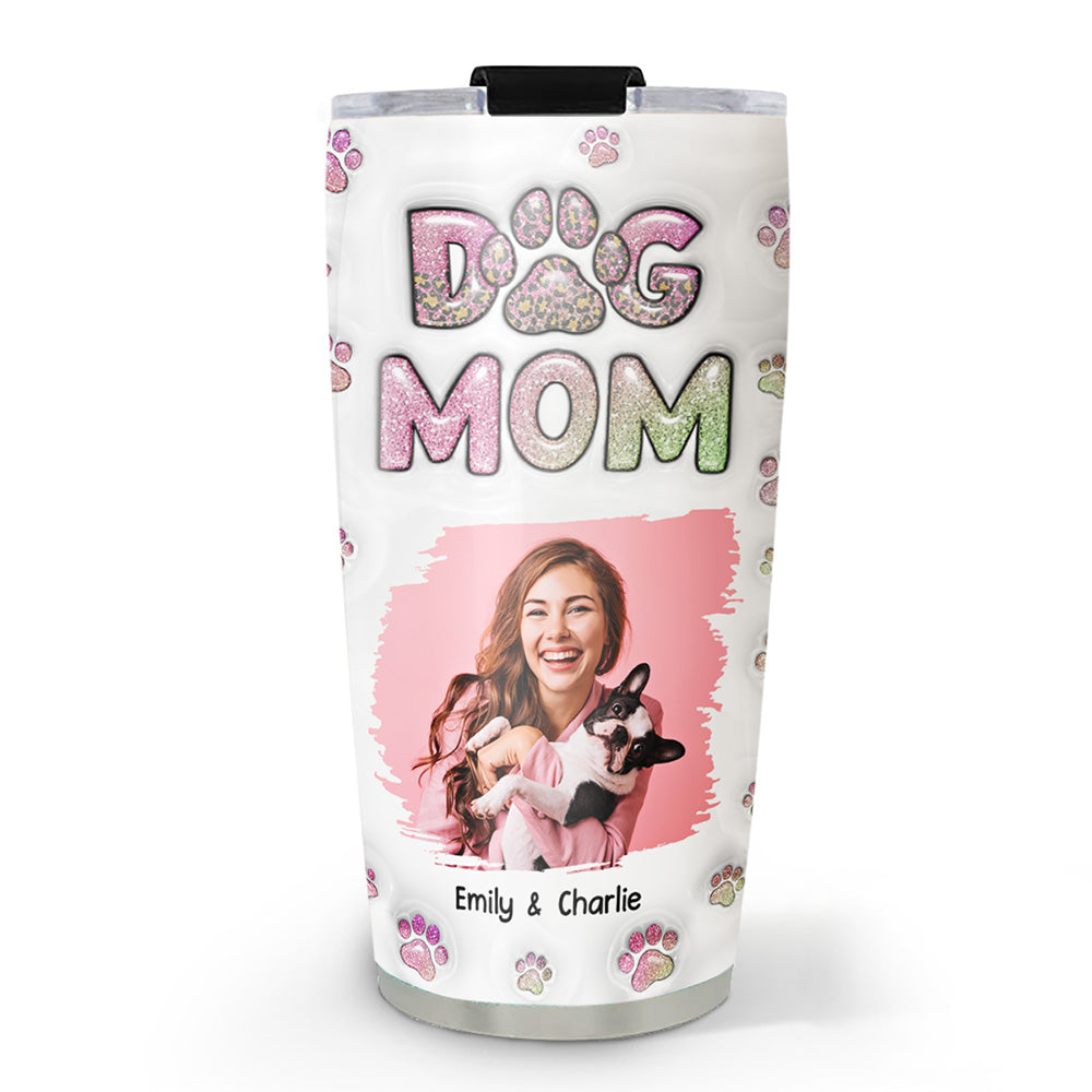 Adorable Dog Mom Chibi Photo Version 2 - Personalized 3D Inflated Effect Custom Tumbler for Stylish Pet Lovers