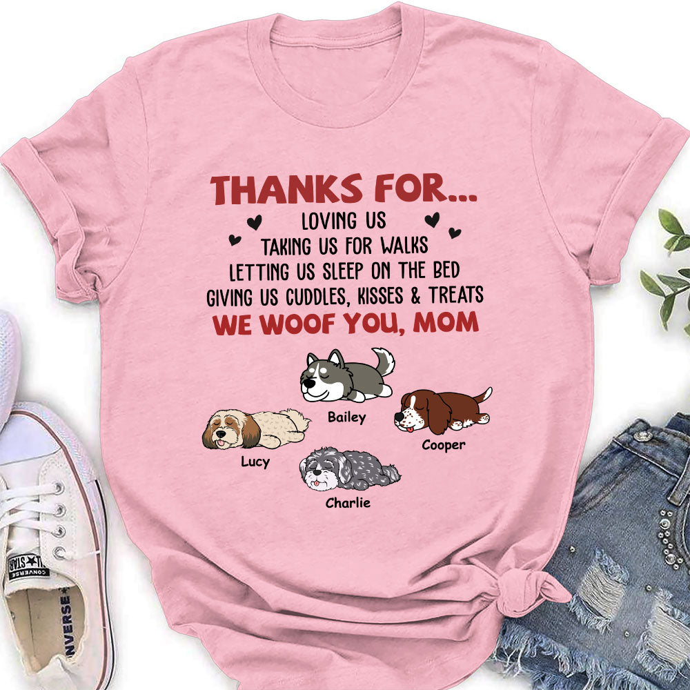 Mom Thanks For Loving Me - Personalized Custom Women's Cotton Blend T-shirt for Pet Lovers