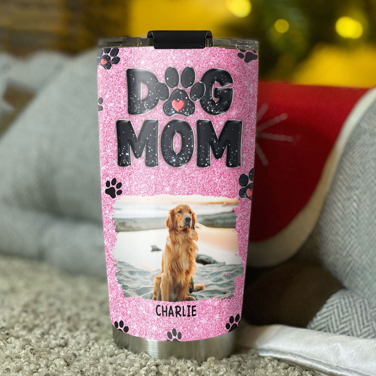 Exquisite Personalized Custom Tumbler - Lovely Dog Mom Blink Photo