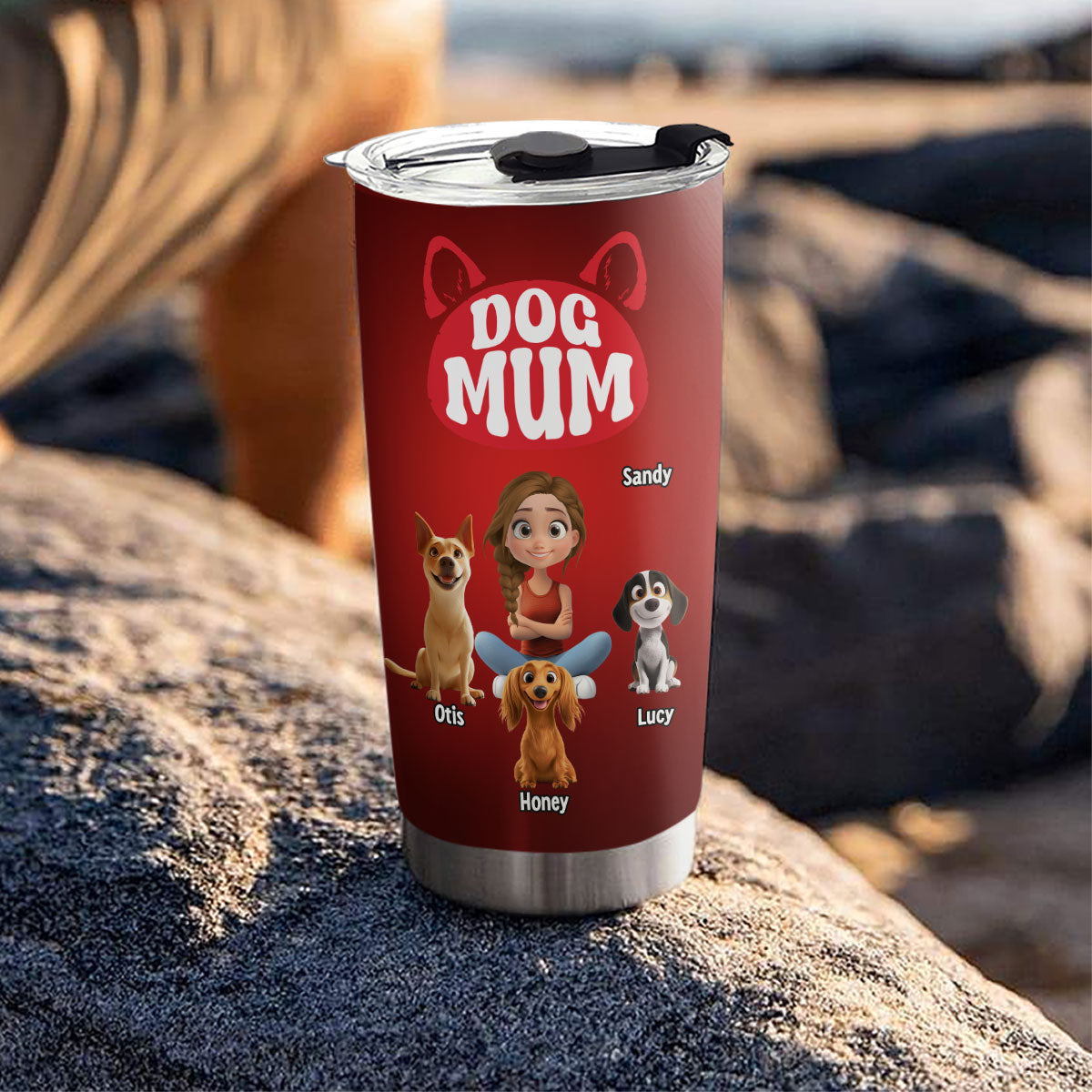 Customizable Red Dog Mom Personalized Tumbler - 20oz