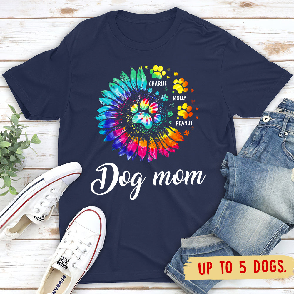 Unique Personalized Custom Unisex Dog Mom Pawprint T-shirt