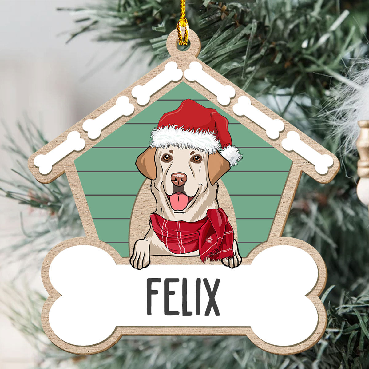Cozy House - Customizable One - Layered Personalized Wood Christmas Ornament