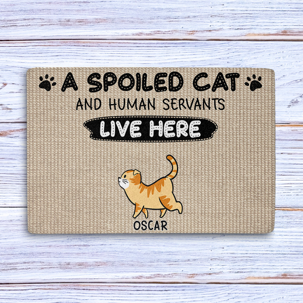 Spoiled Cats Live Here - Customizable Personalized Doormat with Dog's Picture
