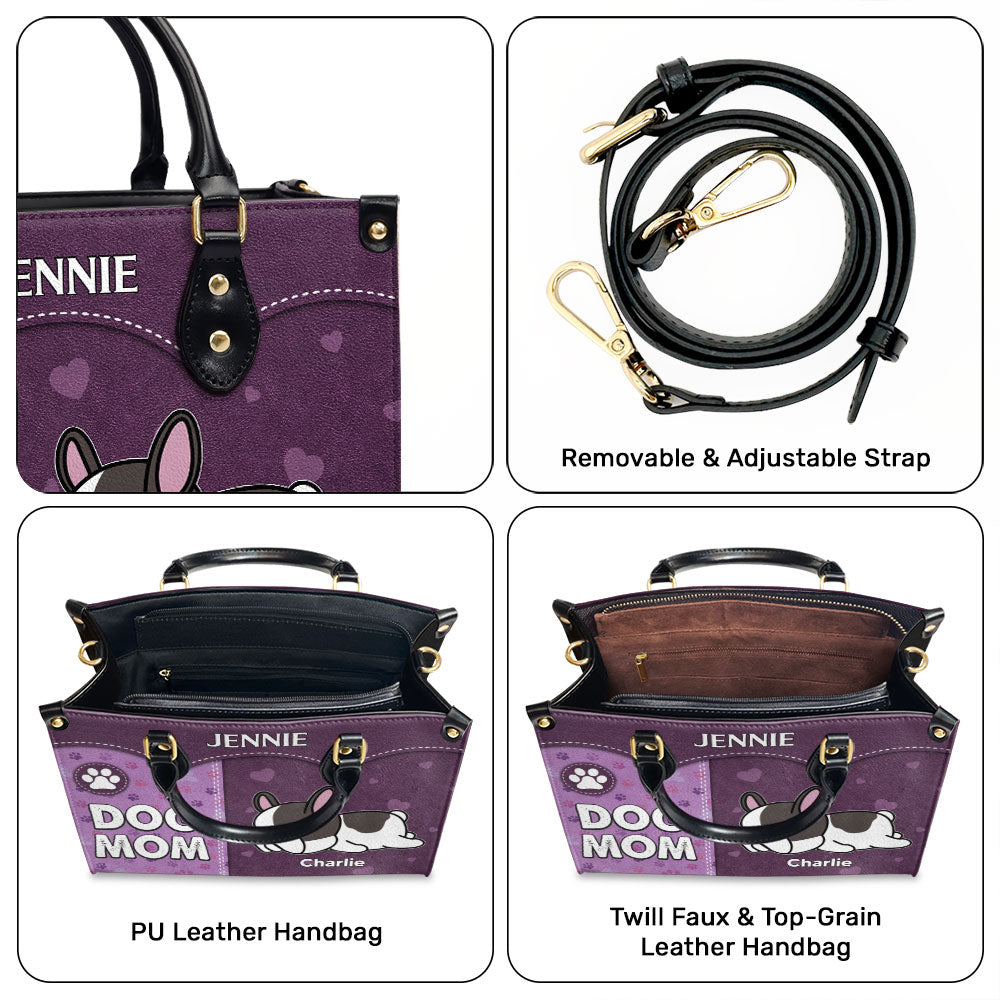 Personalized Custom Leather Bag for Dog Moms with Paw Print Design