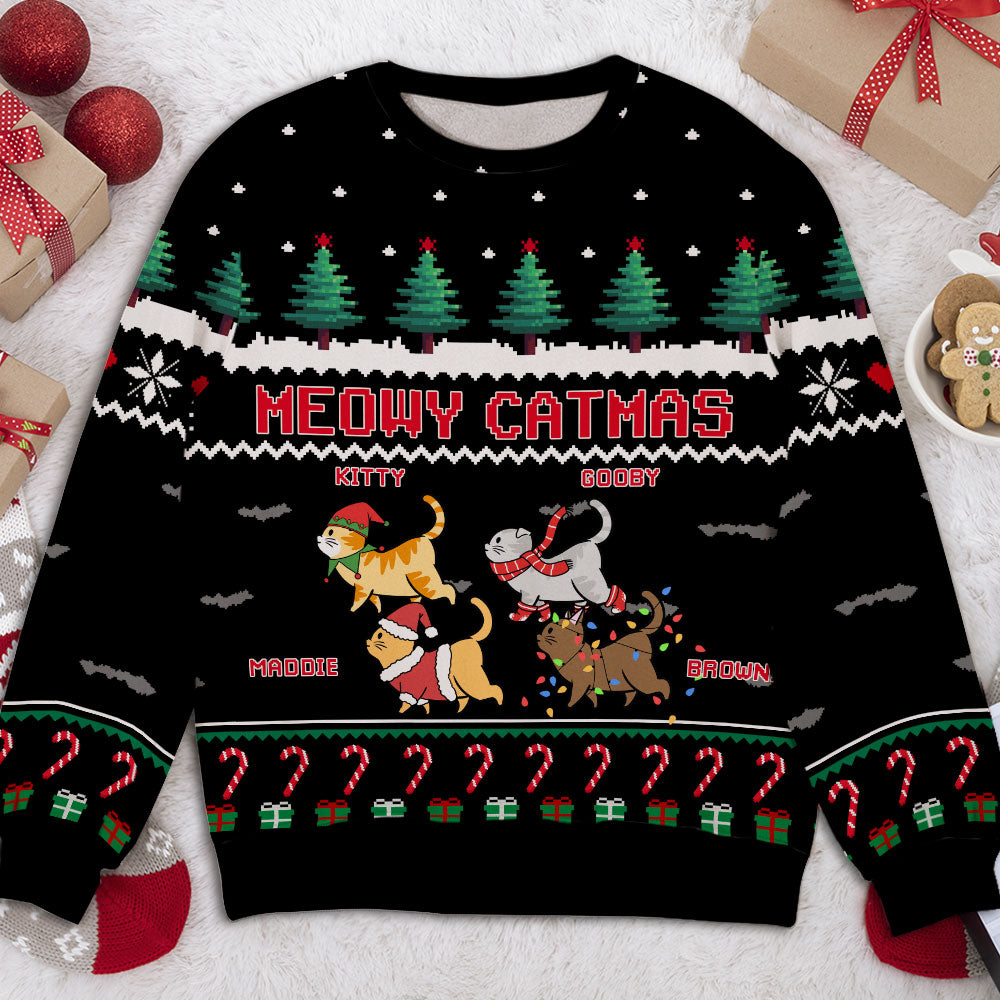 Personalized Custom All-Over-Print Cat Pine Tree Sweatshirt - Ideal Gift for Pet Lovers