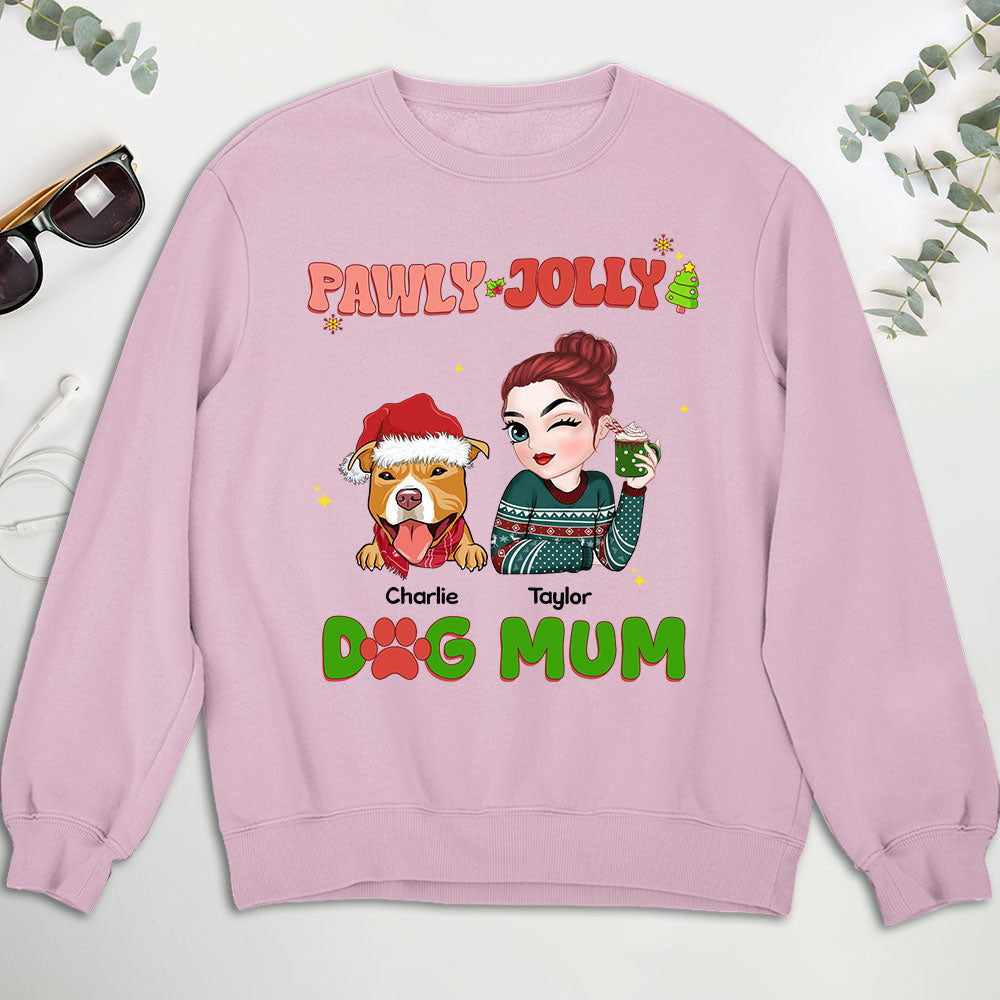 Pawly Jolly Dog Mom - Premium Personalized Custom Unisex 8.0 oz Sweatshirt for Pet Lovers
