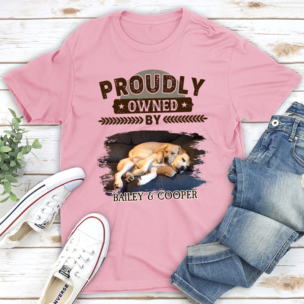 Proudly Owned By - Personalized Custom Unisex 5.3 oz T-shirt for Pet Lovers