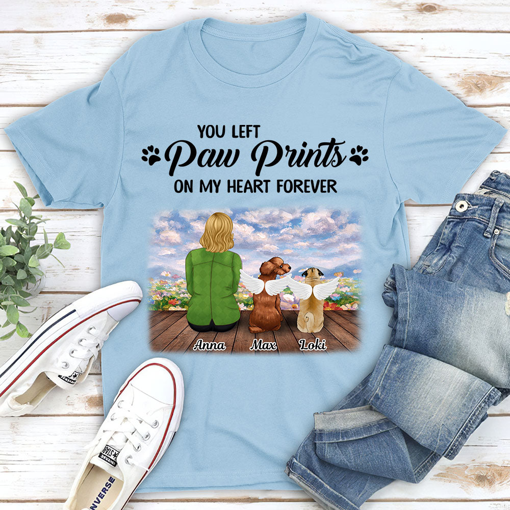 Your Paw Prints On My Heart - Personalized Custom Unisex Memorial T-shirt for Pet Lovers
