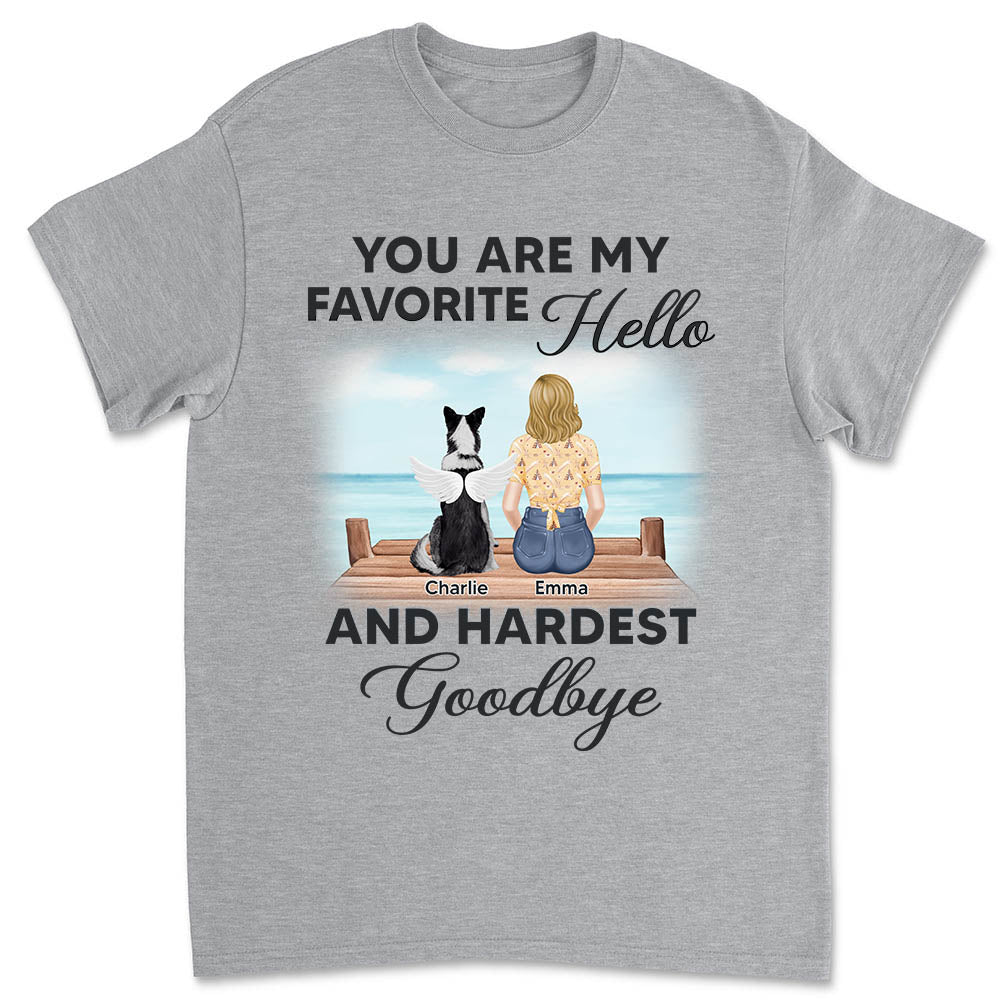 My Favorite Hello Memorial Beach - Personalized Custom Unisex 5.3 oz T-shirt for Pet Lovers