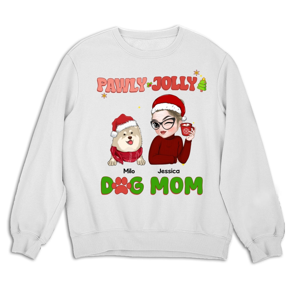 Pawly Jolly Dog Mom - Premium Personalized Custom Unisex 8.0 oz Sweatshirt for Pet Lovers