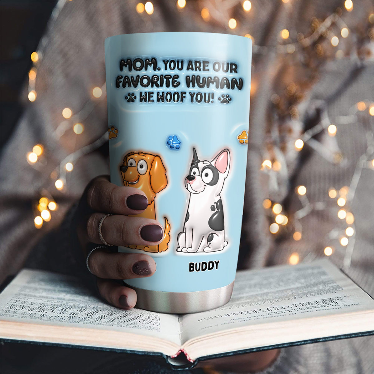 Favorite Human - Personalized Custom 3D Inflated Effect 20oz Stainless Steel Tumbler for Long - Lasting Temperature Control