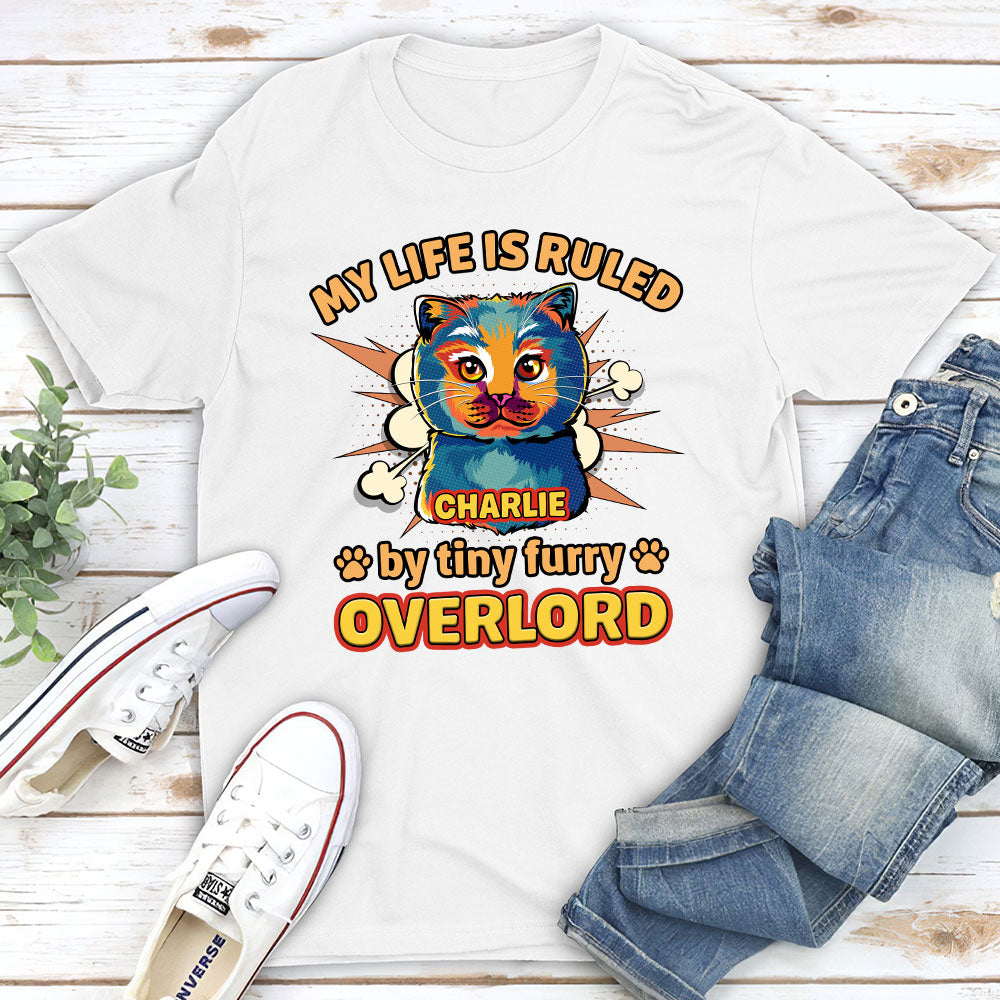Pop Art Ruled By Cats - Personalized Custom Unisex 5.3 oz T-shirt for Pet Lovers