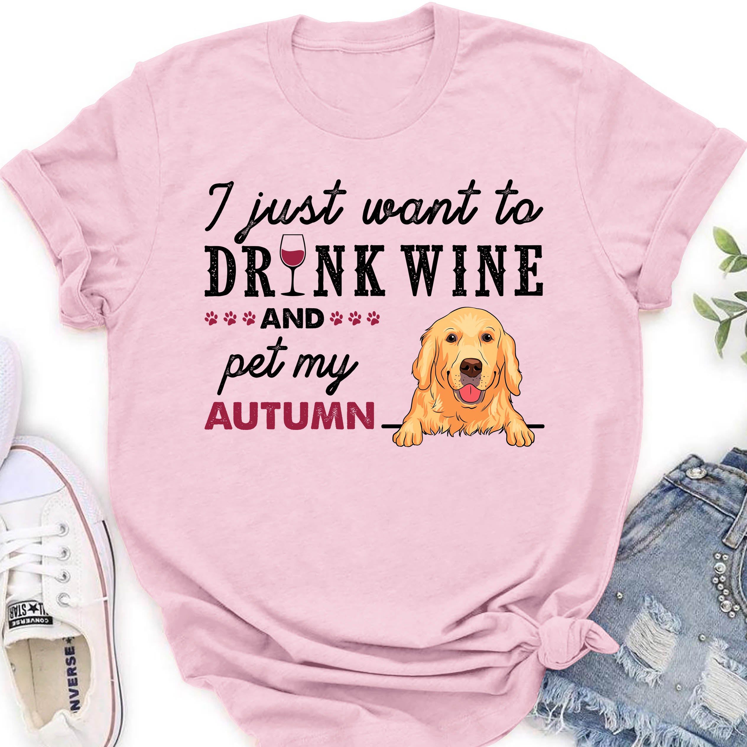 Drink Wine And Pet - Personalized Custom Unisex 5.3 oz T-shirt