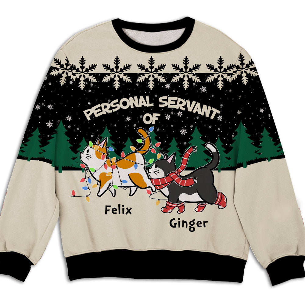 Personal Cat Servant - Unique Personalized Custom All-Over-Print Unisex 8.8 oz Sweatshirt for Pet Lovers