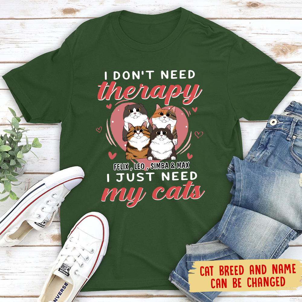 Therapy And Cats - Customizable Unisex 5.3 oz Personalized T-shirt for Pet Lovers
