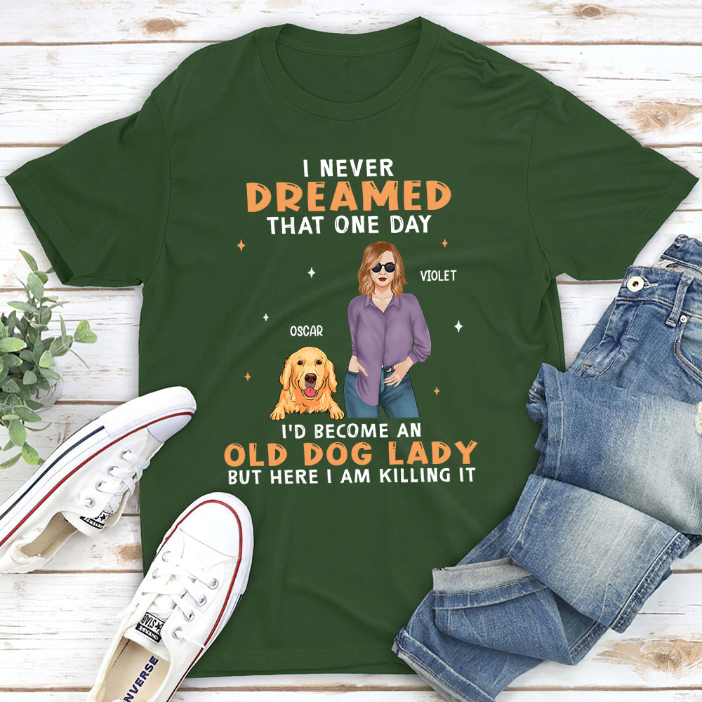 Old Dog Lady 2 - Personalized Custom Unisex 5.3 oz T-shirt for Pet Lovers